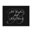 Formal Black Monogram Wedding Announcement postcards