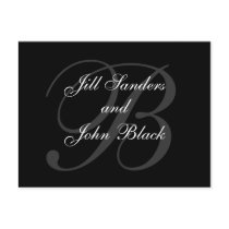 Formal Black Monogram Wedding Announcement postcards