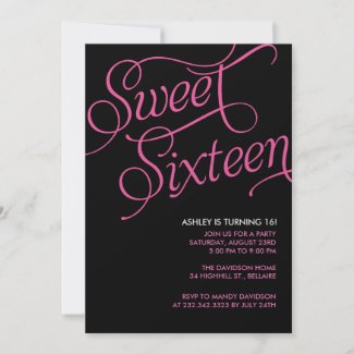 Formal Black Sweet 16 Invitations zazzle_invitation