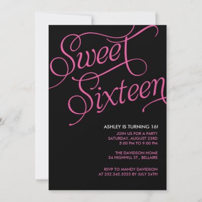 Formal Black Sweet 16 Invitations