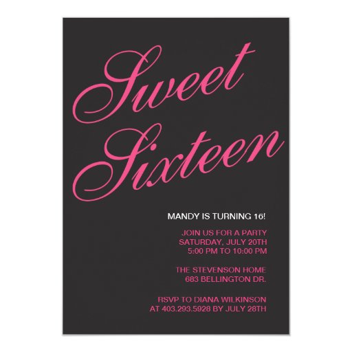 Formal Black Sweet 16 Invitations Zazzle