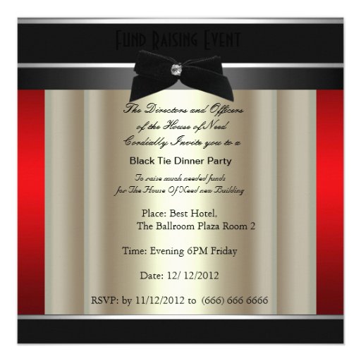 Formal Black Tie Dinner Party Invitation