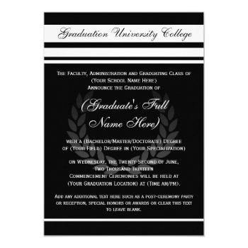 Formal College Graduation Announcements (black) by CustomInvites at Zazzle