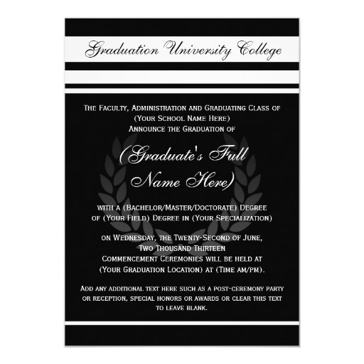 Formal College Graduation Announcements (Black) Zazzle