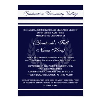 Formal College Graduation Announcements (blue) by CustomInvites at Zazzle