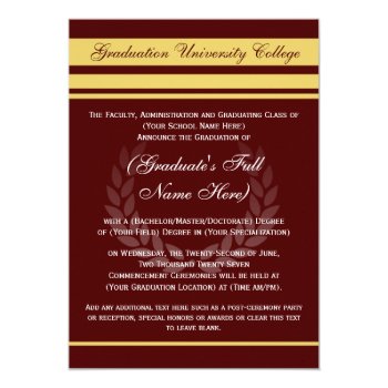 Formal College Graduation Announcements ~ Maroon by CustomInvites at Zazzle