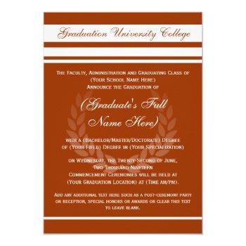 Formal College Graduation Announcements (orange) by CustomInvites at Zazzle