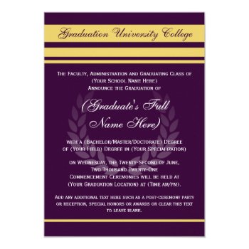 Formal College Graduation Announcements ~purple by CustomInvites at Zazzle