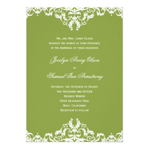 Formal Damask Wedding Invitations 5quot; X 7quot; Invitation Card 