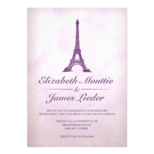 Formal Eiffel Tower Wedding Invitations