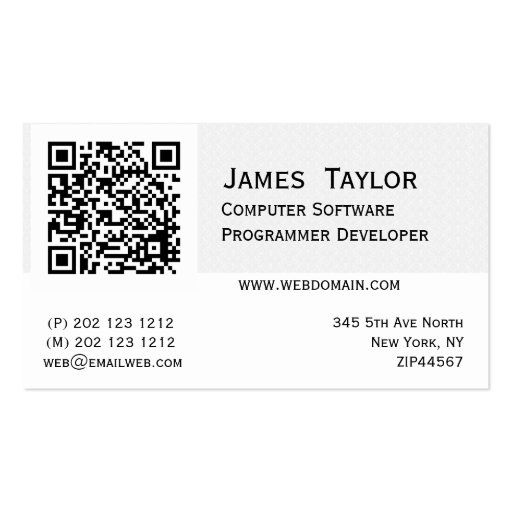 Formal Elegant Computer Programmer  Designer Business Card (front side)