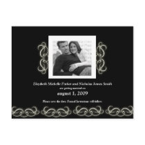 Formal Elegant Floral Save the Date Black White postcards