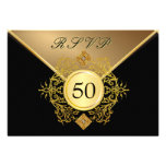 Formal Gold Black 50th Birthday Anniversary RSVP Announcement
