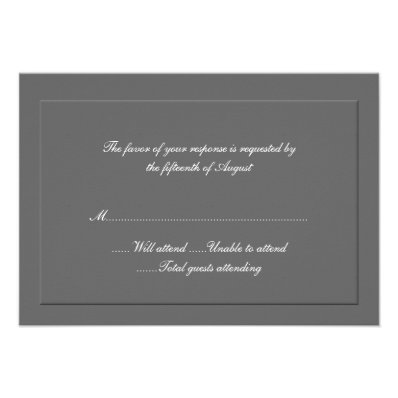 Formal Gray Wedding Response Card Announcement