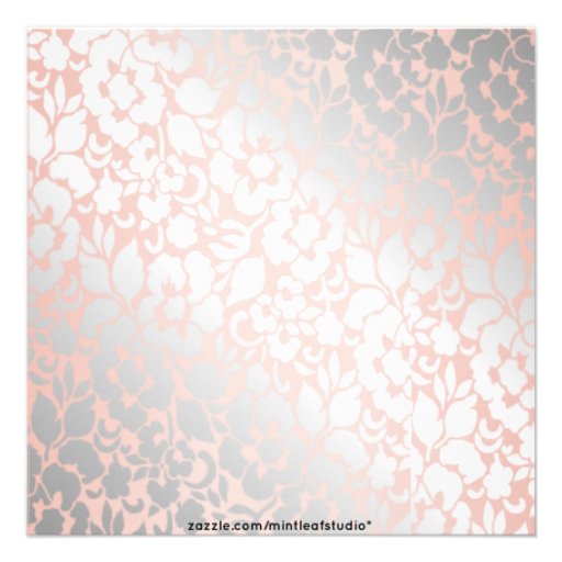 Formal Metallic Peach Floral Bat Mitzvah Personalized Invite