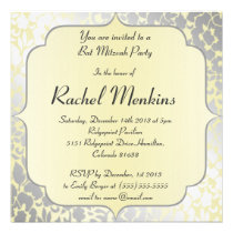 Formal Metallic Yellow Bat Mitzvah Invitation
