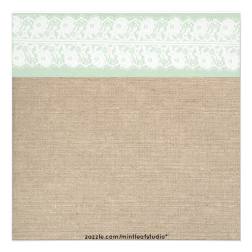 Formal Mint Burlap Lace Baby Shower Invitation