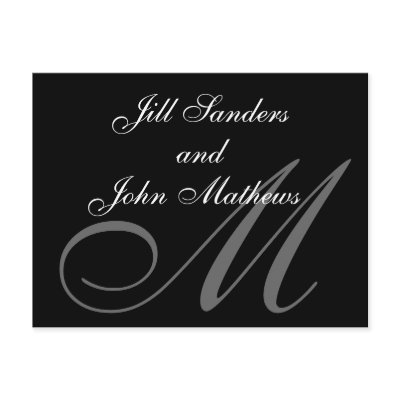 Formal Monogram M Save the Date Announcement Postcard