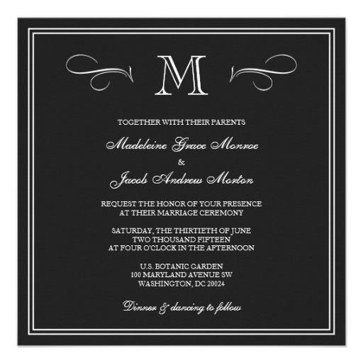 Formal Monogram Wedding Invitation