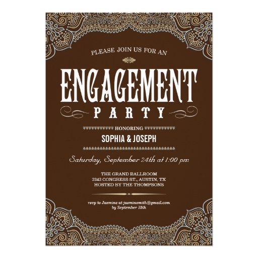 Formal Paisley Engagement Party Invitations