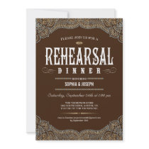 Formal Paisley Rehearsal Dinner Invitations