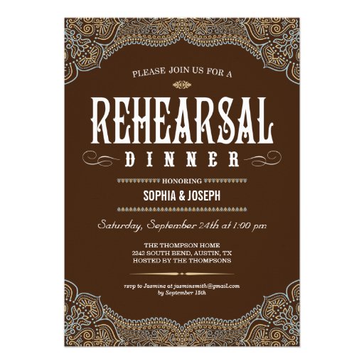 Formal Paisley Rehearsal Dinner Invitations