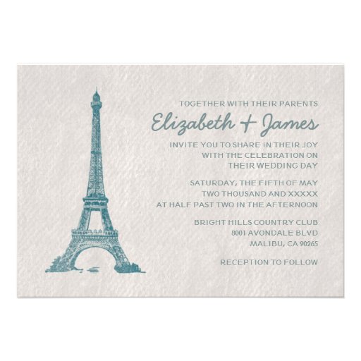 Formal Paris Wedding Invitations