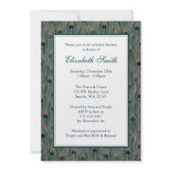 Formal Peacock Feathers Bridal Shower Invitation invitation