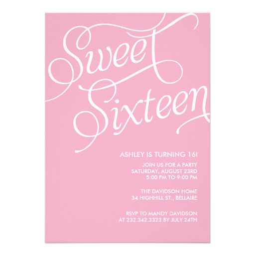 Formal Pink Sweet 16 Invitations