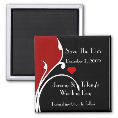 Formal Red and Black Save the Date Magnet