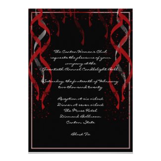 Formal Red Ribbon Heart Valentine Party Invitation