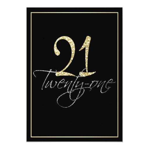 Formal Silver Black And Gold 21st Birthday Party Card 