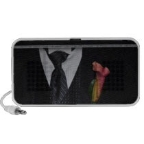 Formal tuxedo with calla lily speakers