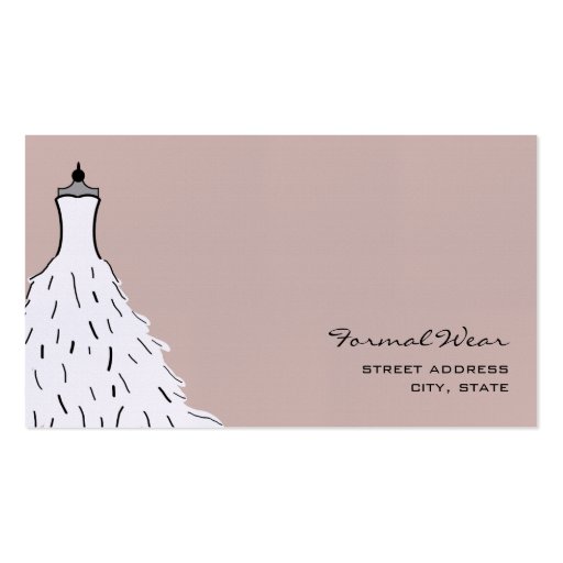 Formal Wear Boutique - Feathery Wedding Dress Business Card (front side)