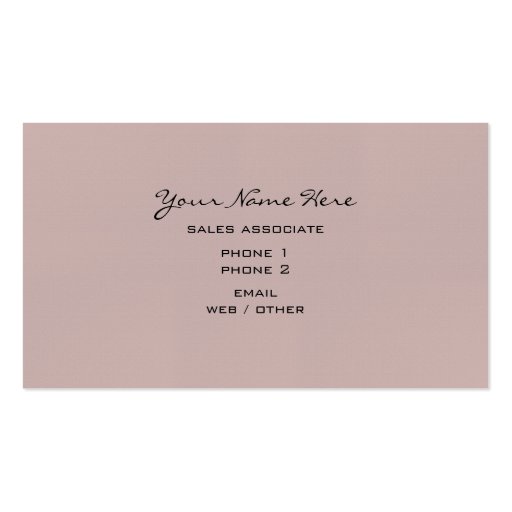 Formal Wear Boutique - Feathery Wedding Dress Business Card (back side)