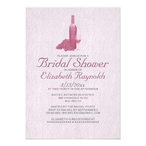 Formal Wine Bottle Bridal Shower Invitations (front side)