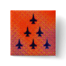 Formation of F16s in Orange. Pop Art buttons