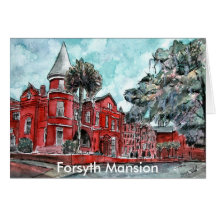 Forsyth Mansion Savannah Georgia art painting Greeting Card