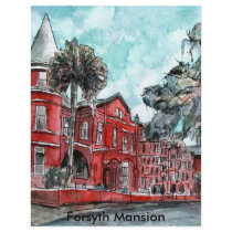 Forsyth Mansion Savannah Georgia art painting Personalized Letterhead