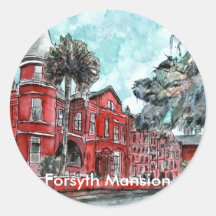 Forsyth Mansion Savannah Georgia art painting Stickers