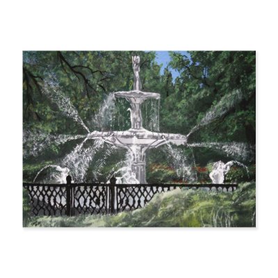 Forsyth Park Water Fountain Savannah Georgia GA Postcards by dereklovessheila
