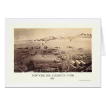 Fort Collins, CO Panoramic Map - 1865 Greeting Card