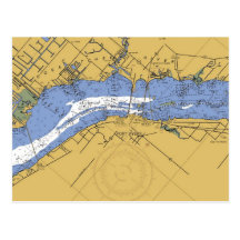 Fort Myers, Florida Nautical Harbor Chart Postcard