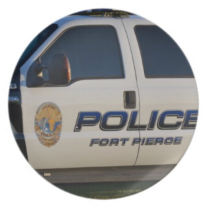 fort pierce police department pickup truck closeup party plate