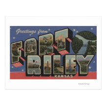Fort Riley, Kansas - Large Letter Scenes Post Card