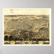 Fort Wayne, IN Panoramic Map - 1868 Posters