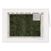 Fort Wayne, IN Panoramic Map - 1907 Greeting Cards