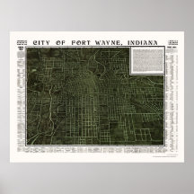 Fort Wayne, IN Panoramic Map - 1907 Poster