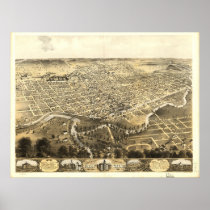 Fort Wayne Indiana 1868 Antique Panoramic Map Posters
