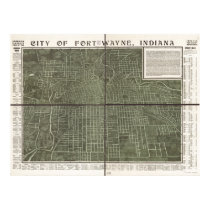 Fort Wayne Indiana 1907 Antique Map posters by terraprints_classic Fort Wayne Indiana 1907 Antique Map posters